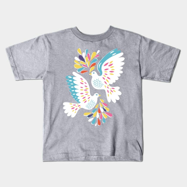 Peace Doves Kids T-Shirt by Rebelform